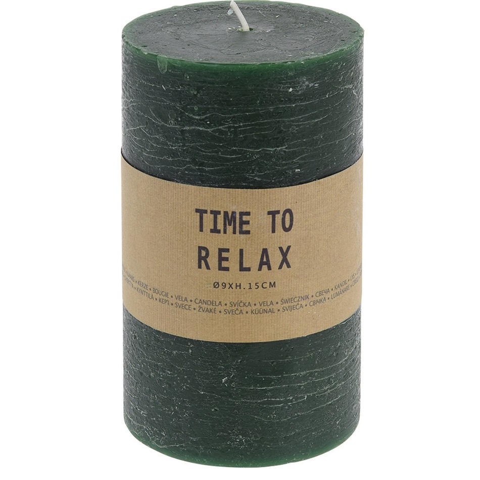 Dekoratívna sviečka Time to relax zelená, 15 cm