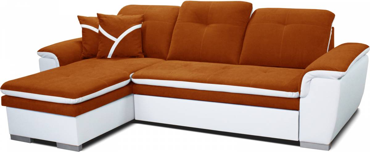 Rohová sedačka Estevan L+2F (oranžová + biela) (L)