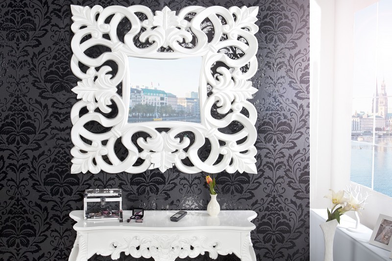 Zrkadlo na stenu BAROQUE S WHITE - biela