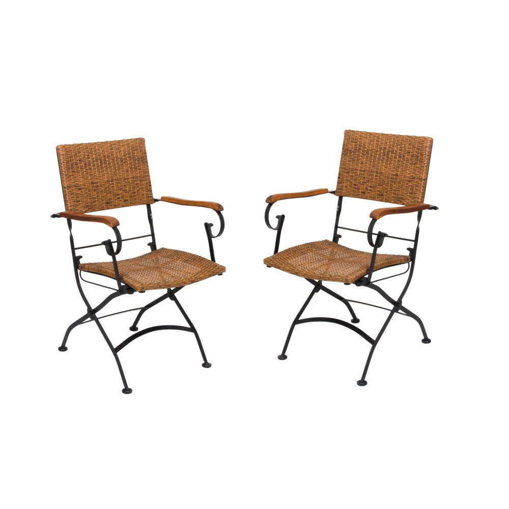 Sada 2 záhradných skladacích stoličiek s opierkami na ruky z akáciového dreva ADDU Graz