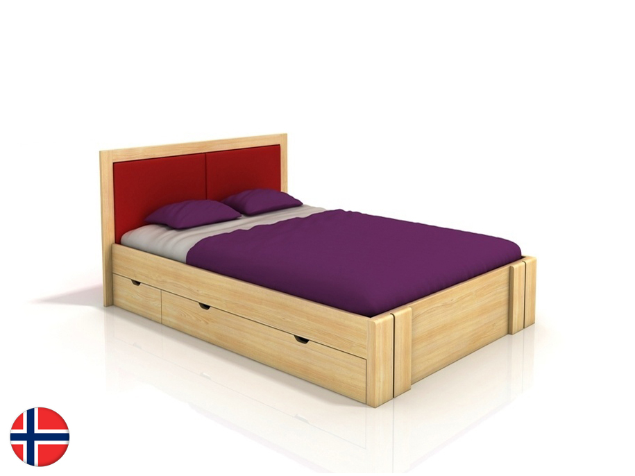Manželská posteľ 160 cm Naturlig Manglerud High Drawers (borovica) (s roštom)