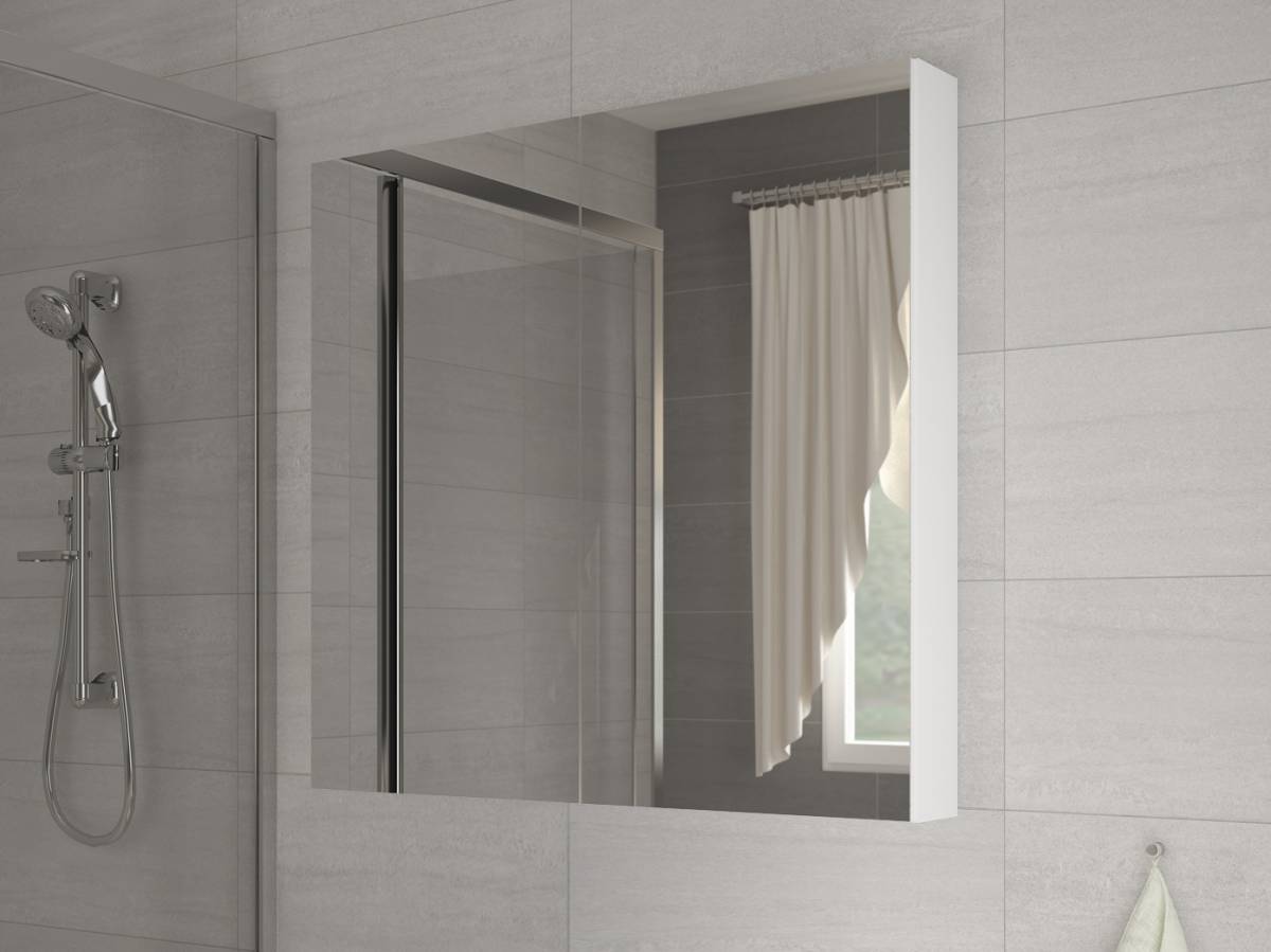 Kúpelňová skrinka na stenu Della 80 biela + zrkadlo