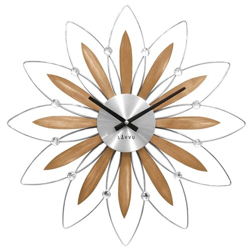 LAVVU LCT1112 - Drevené strieborné hodiny Crystal Flower