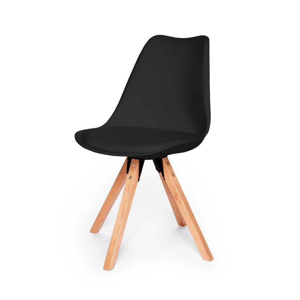 Čierna stolička s podnožím z bukového dreva loomi.design Eco