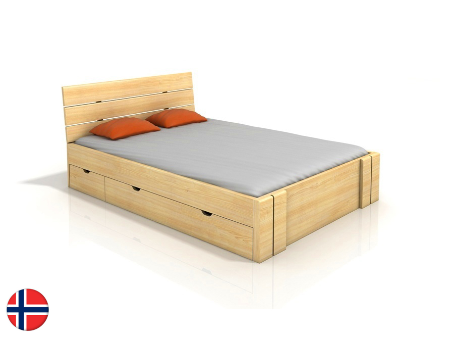 Manželská posteľ 200 cm Naturlig Tosen High Drawers (borovica) (s roštom)