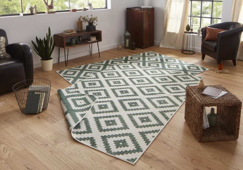 Bougari - Hanse Home koberce Kusový koberec Twin-Wendeteppiche 103131 grün creme - 80x150 cm