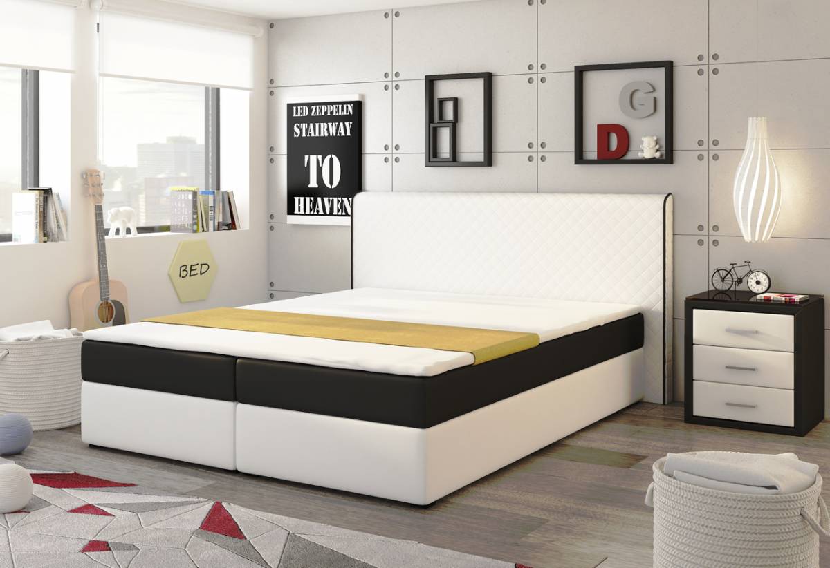 EKO SPRING posteľ 180 biela/čierna