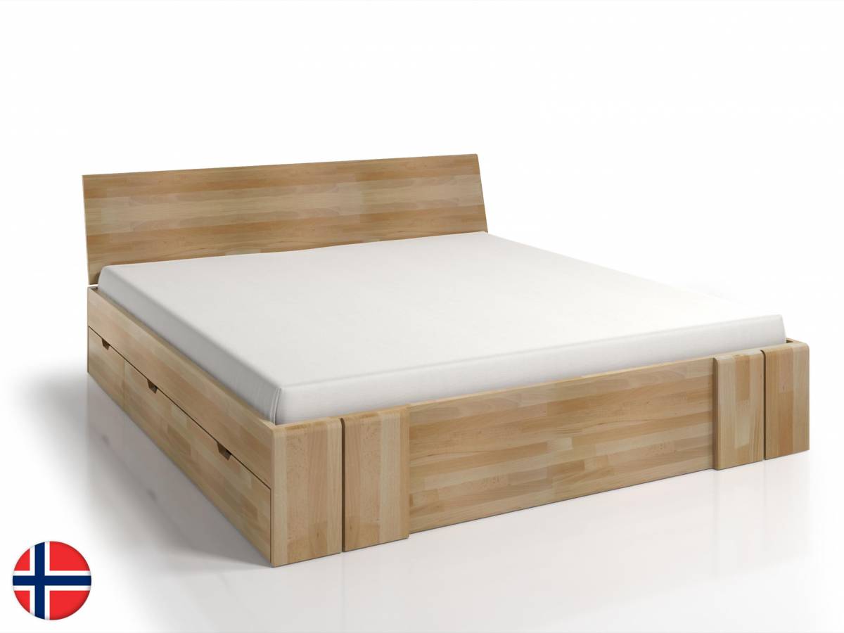 Manželská posteľ 160 cm Naturlig Galember Maxi DR (buk) (s roštom a úl. priestorom)