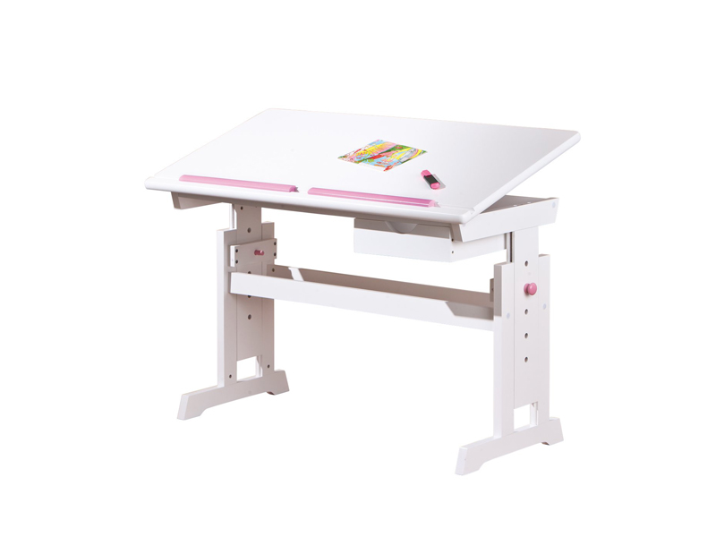 Detský písací stolík Baru (biela + ružová)