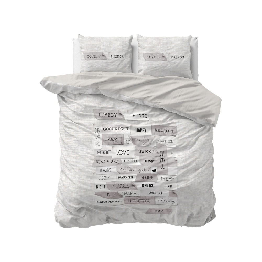 Sivé obliečky z mikroperkálu Sleeptime Lovely Things, 240 x 220 cm