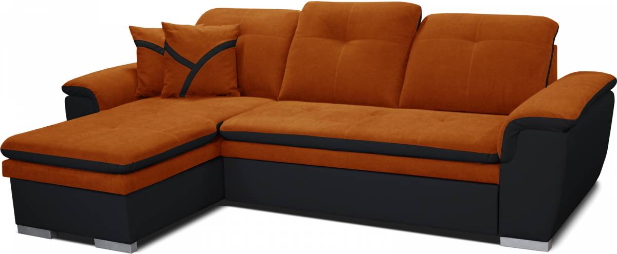 Rohová sedačka Estevan L+2F (oranžová + čierna) (L)