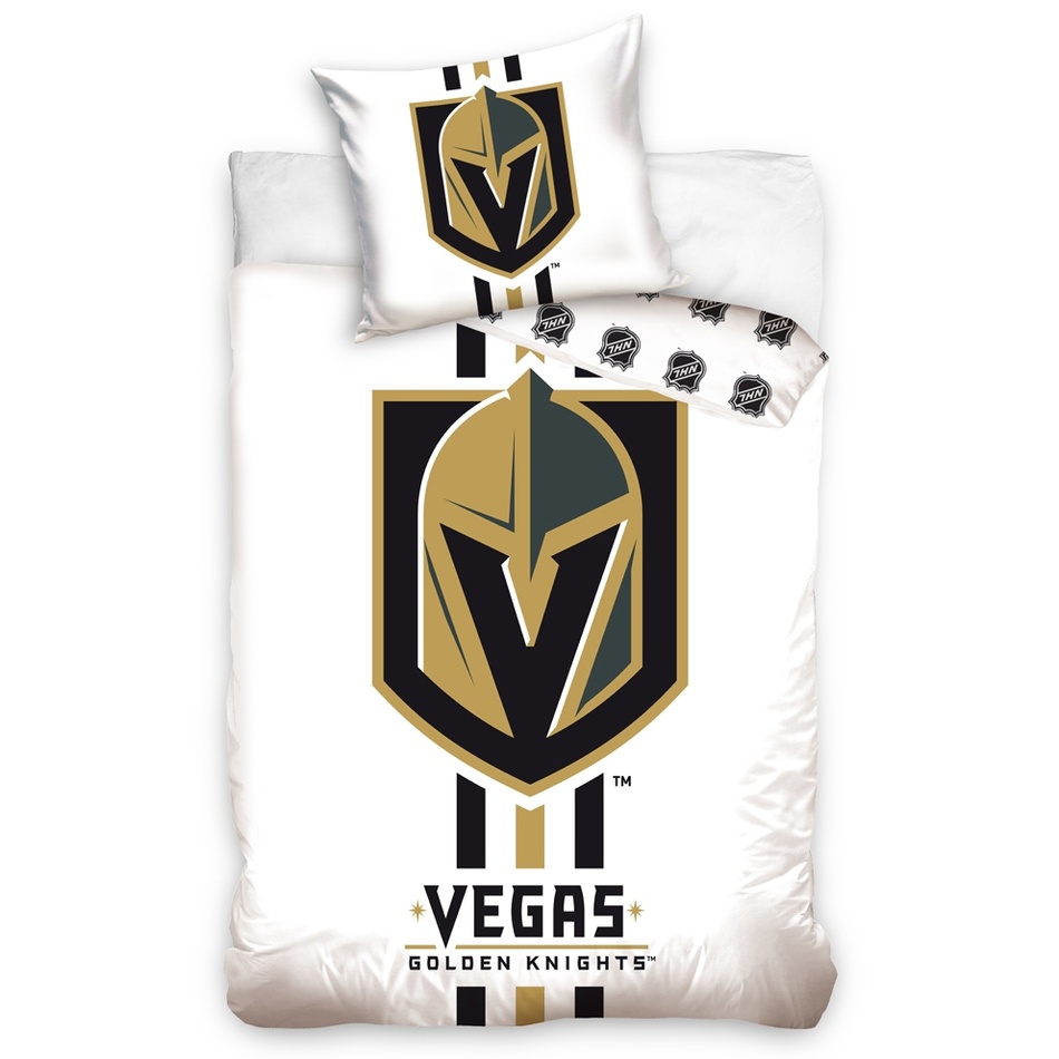 BedTex Bavlnené obliečky NHL Vegas Golden Knights White, 140 x 200 cm, 70 x 90 cm