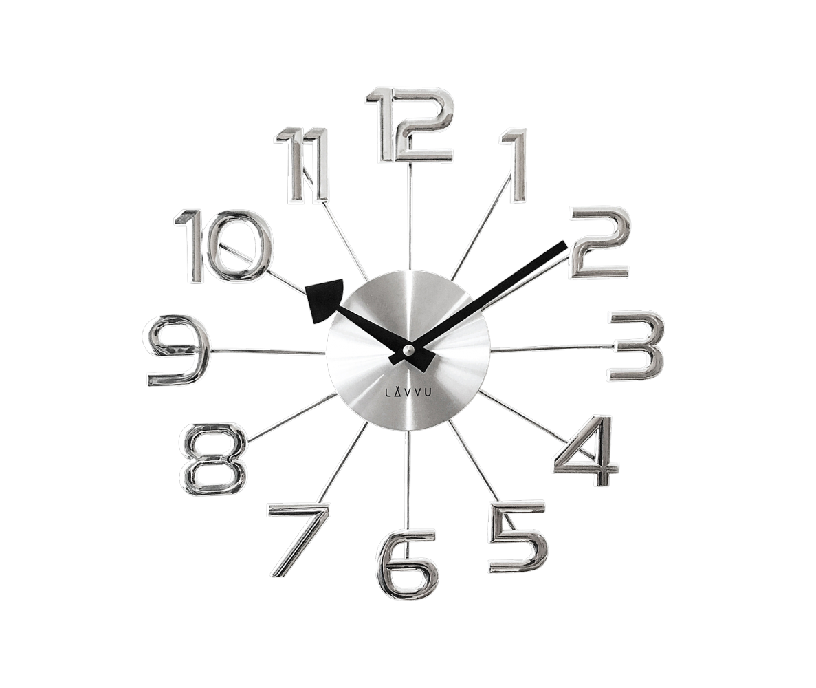 Nástenné hodiny LAVVU LCT1040 DESIGN Numerals, strieborné, 37cm