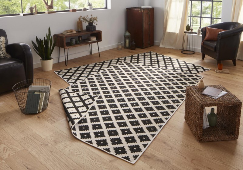 Bougari - Hanse Home koberce Kusový koberec Twin-Wendeteppiche 103124 schwarz creme - 80x150 cm