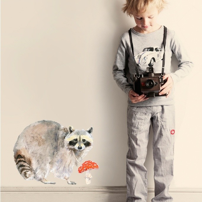 Samolepka na viac použití Raccoon, 40x30 cm