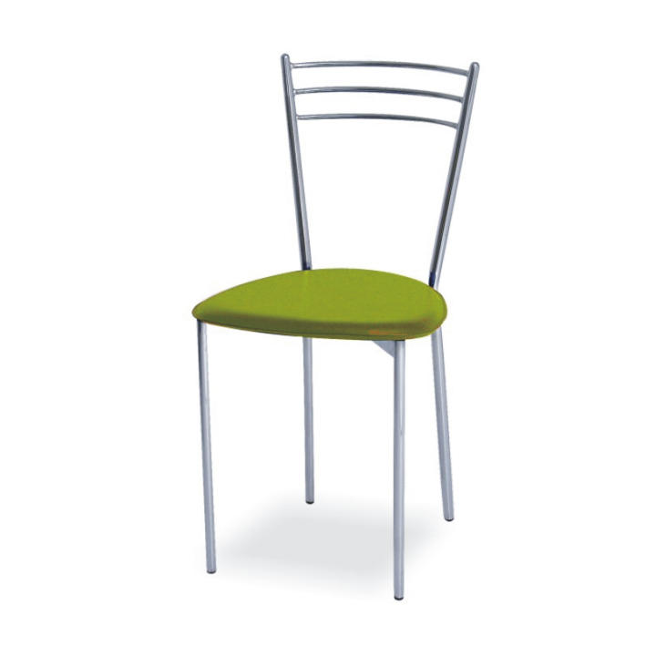 Chrómová stolička, zelená ekokoža/kov, LIANA