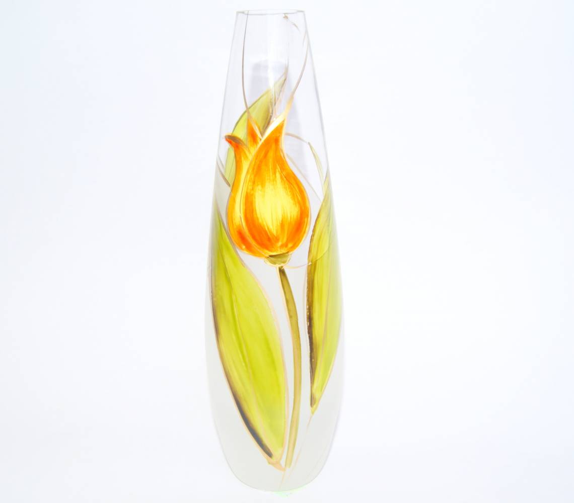 Váza zo skla 24cm tulipan