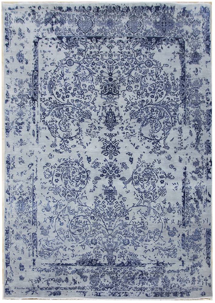 Diamond Carpets koberce Ručně vázaný kusový koberec Diamond DC-JK ROUND Silver/peacock blue - 305x425 cm
