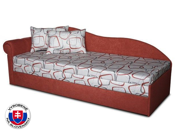 Jednolôžková posteľ (váľanda) 70 cm Luxus II (Tehlová 41 + Dodo 1008) (L)