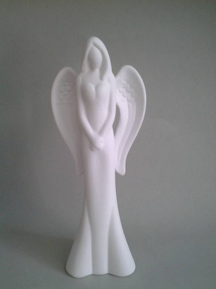 keramický anjel biely malý 17 cm
