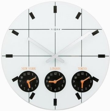 Nástenné hodiny Fisura, World Time white 40cm