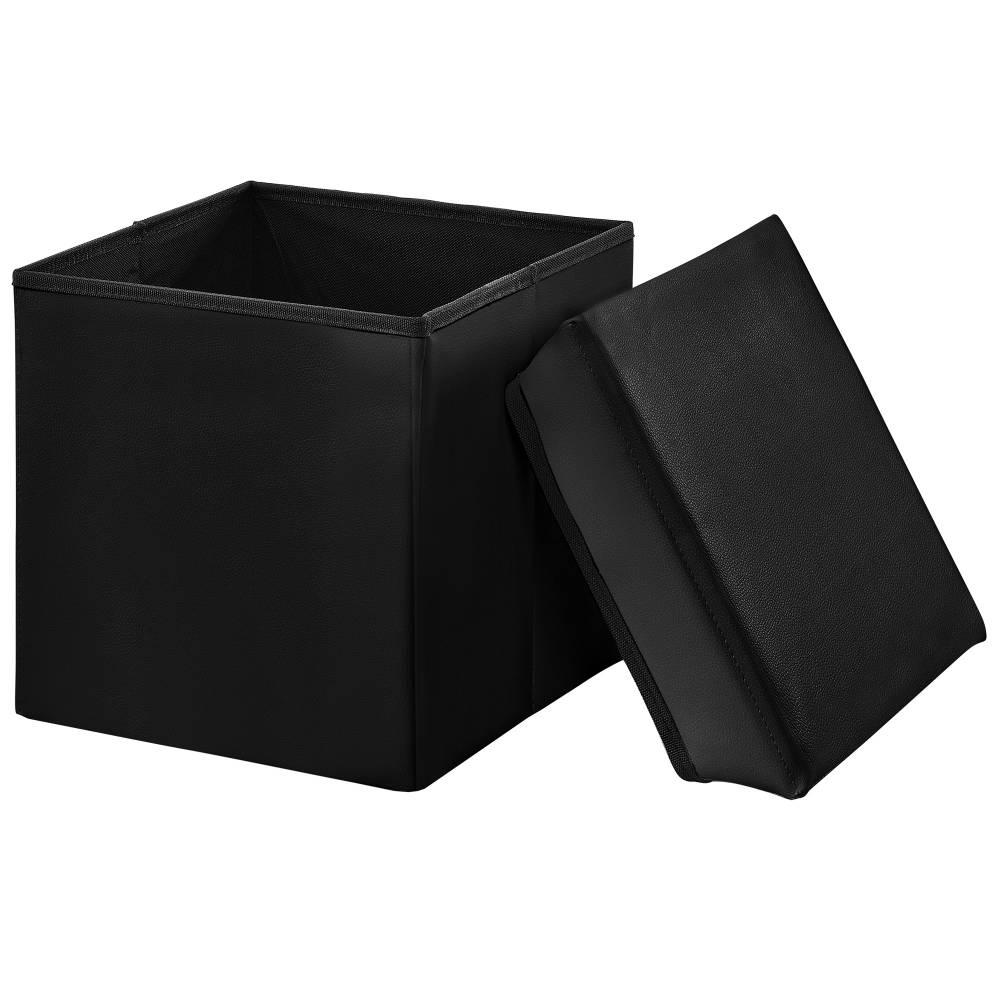 [en.casa]® 2-v-1 Box na sedenie s odkladacím priestorom - 30 x 30 x 30 cm - čierny - M