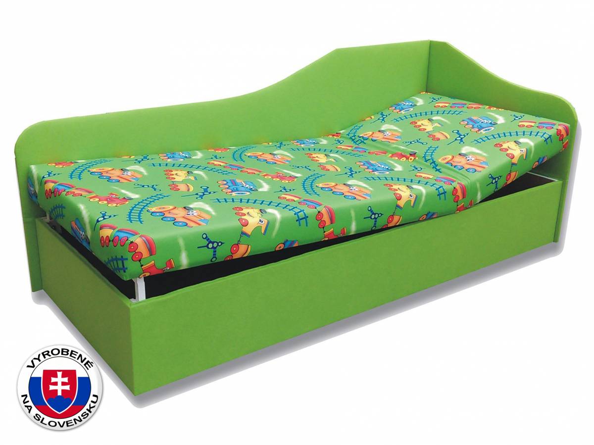 Jednolôžková posteľ (váľanda) 90 cm Anita (Vláčik 4 + Zelená x101) (P)