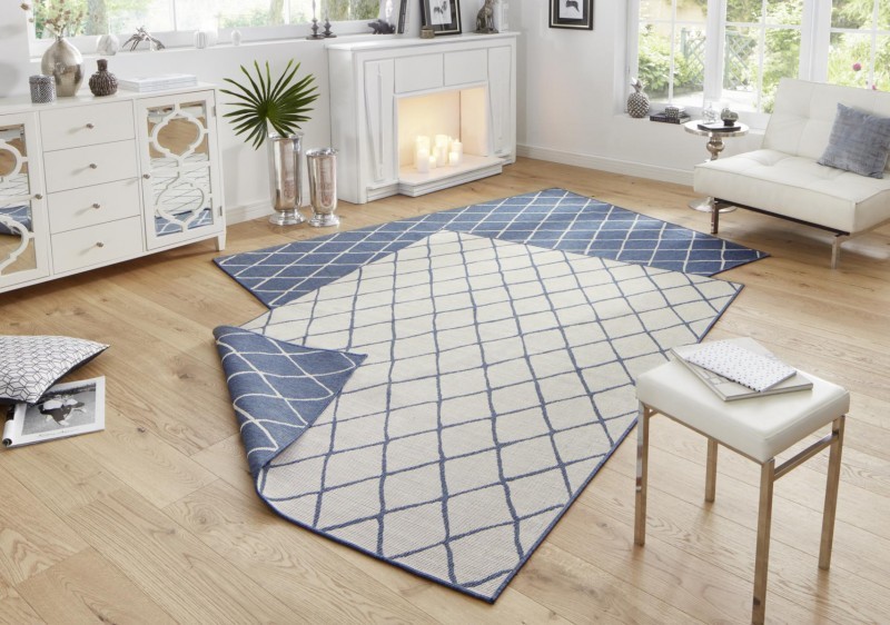 Bougari - Hanse Home koberce Kusový koberec Twin-Wendeteppiche 103119 blau creme - 80x250 cm