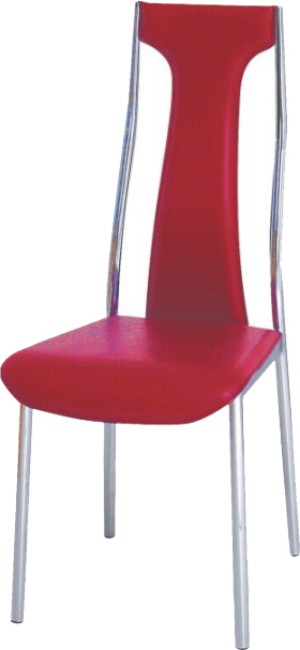 Stolička, ekokoža červená/chróm, RIA - IRIS