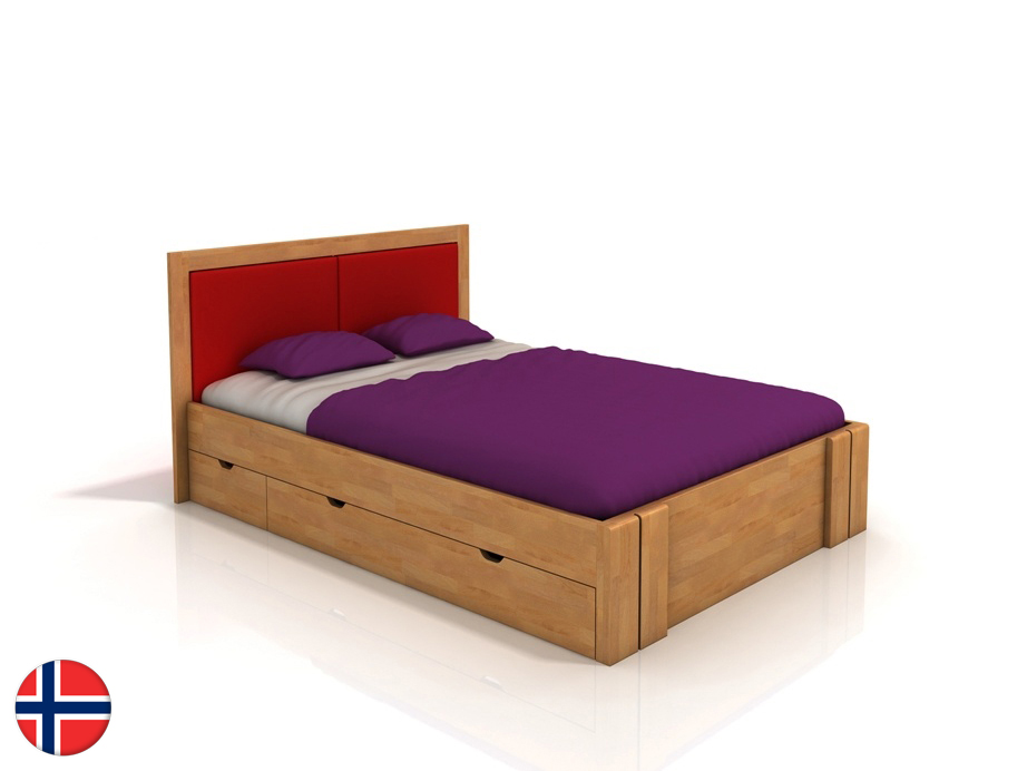 Manželská posteľ 160 cm Naturlig Manglerud High Drawers (buk) (s roštom)