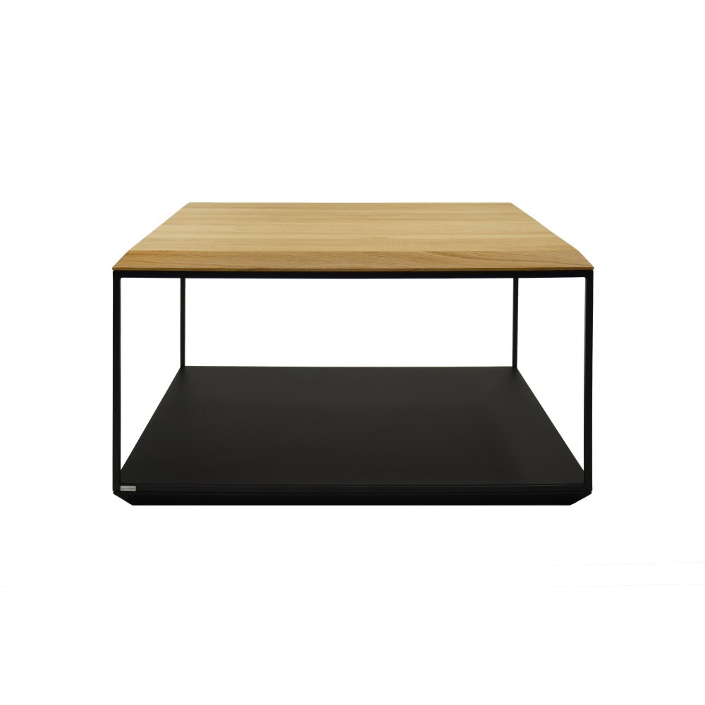 Čierny konferenčný stolík s doskou z dubového dreva Take Me HOME, 80 × 80 cm