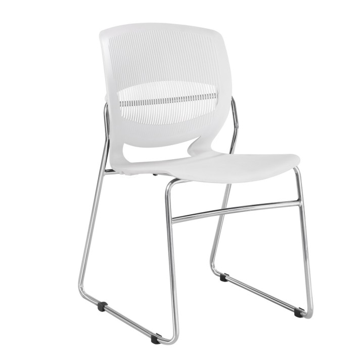 Kancelárska stolička, plast+kov, biela, IMENA