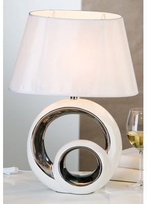 Stolná lampa CIRCLES - biela/strieborná