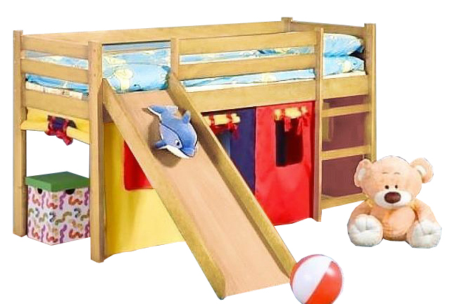 Poschodová posteľ 80 cm Neo Plus Borovica (masív, s roštom a matracom)
