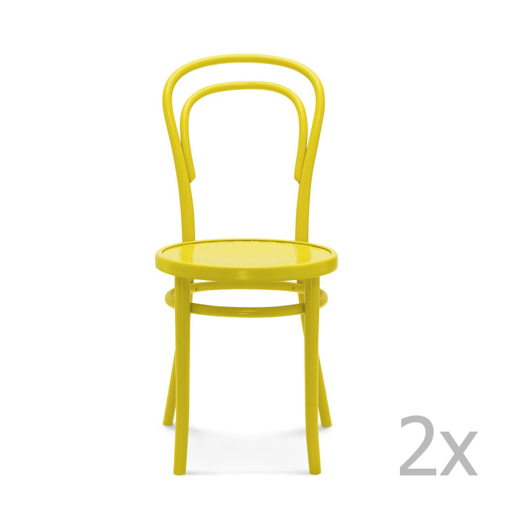 Sada 2 žltých drevených stoličiek Fameg Jesper
