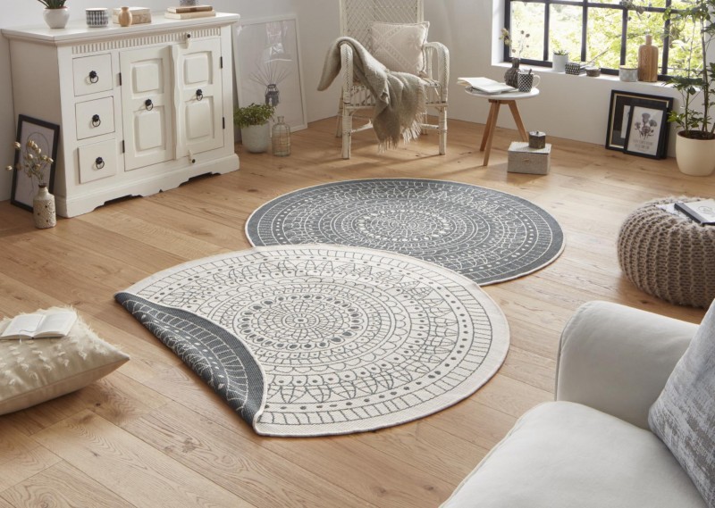 Bougari - Hanse Home koberce Kusový koberec Twin-Wendeteppiche 103143 creme grau - 140x140 (průměr) kruh cm