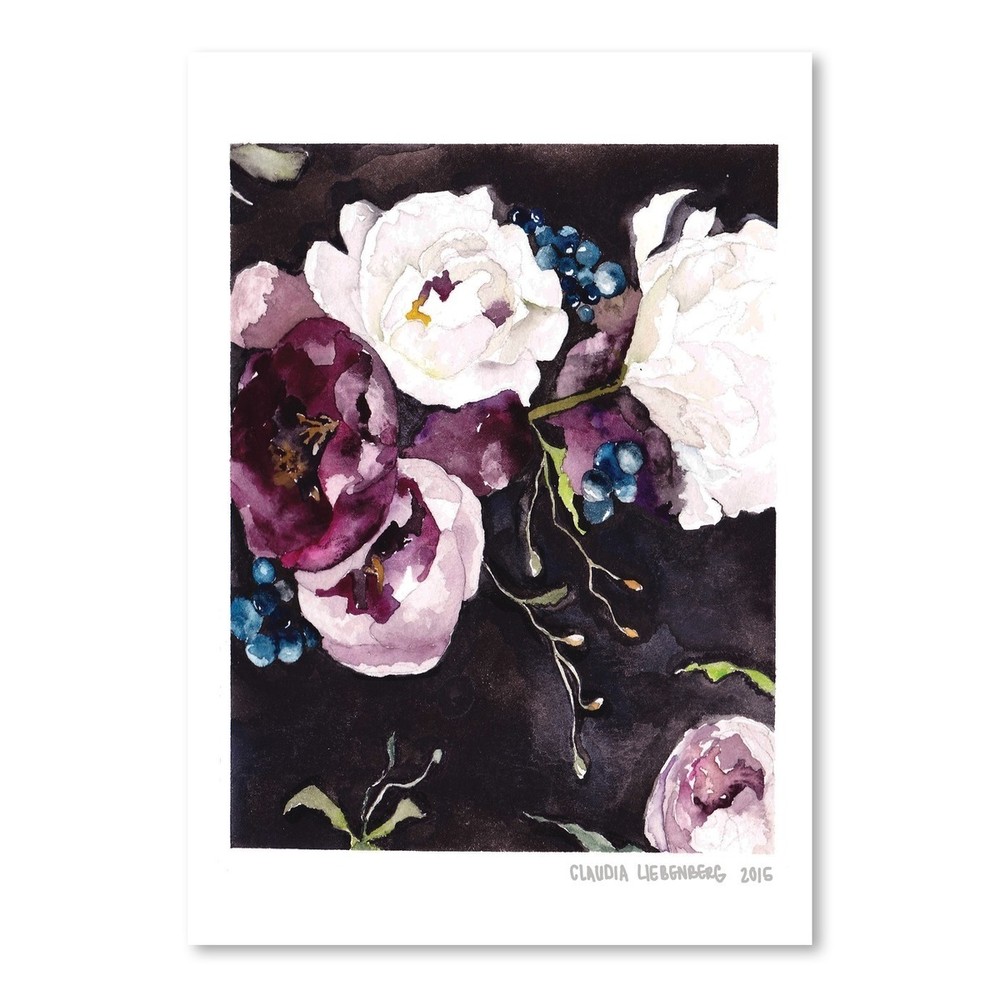 Plagát Blooms on Black V, 30x42 cm