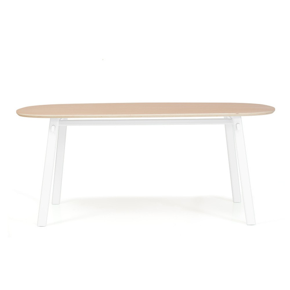 Biely jedálenský stôl z dubového dreva HARTÔ Céleste, 220 × 86 cm