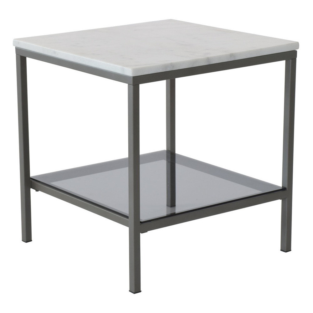Mramorový konferenčný stolík so sivou konštrukciou RGE Ascot , 50 x 50 cm