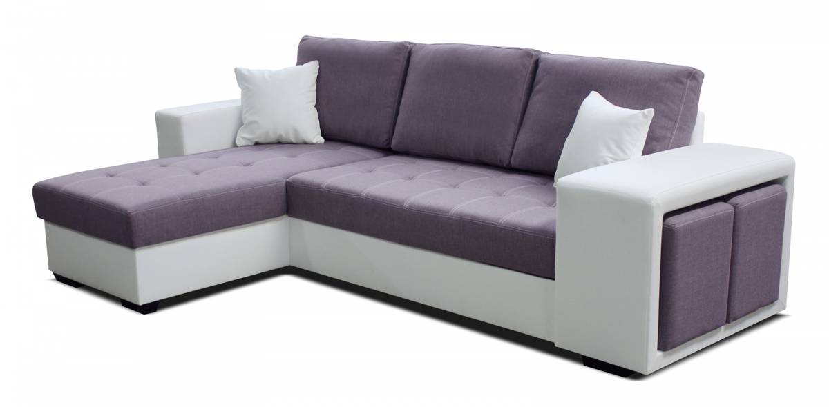Rohová sedačka Thema Lux L+2F (fialová + biela) (L)