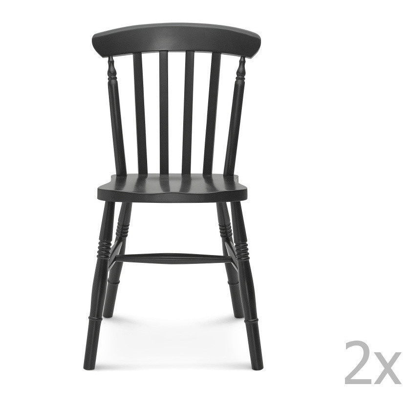 Sada 2 čiernych drevených stoličiek Fameg Ivar