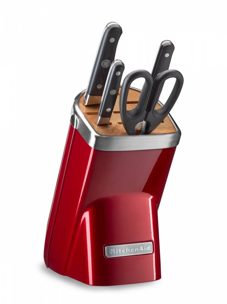 KitchenAid Sada nožů s blokem, 5 ks, červená metalíza KKFMA05ACA