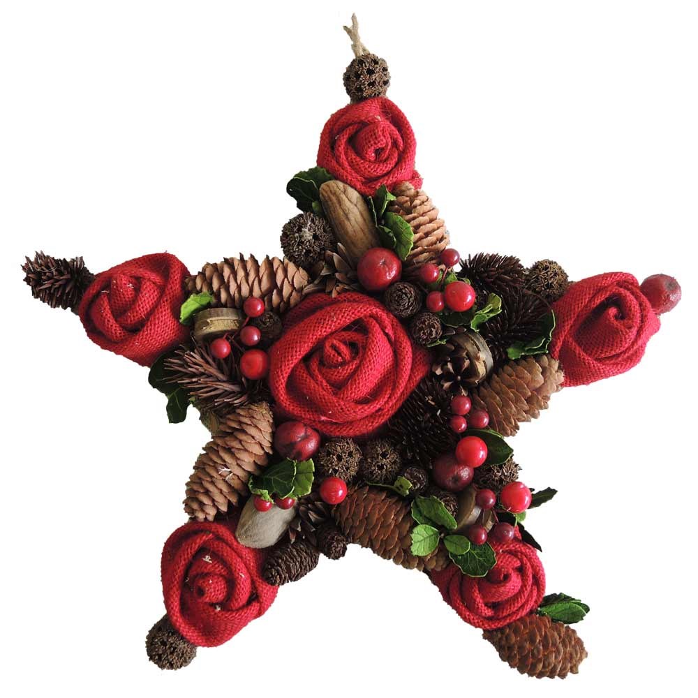 StarDeco Dekoratívna hviezda Ruže červená, 35 cm