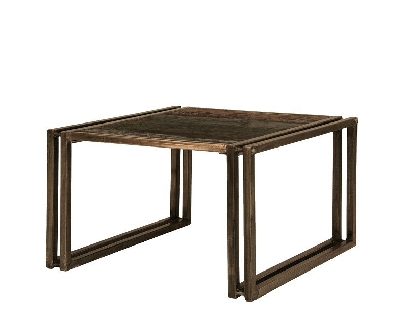 Bighome - PORTO konferenčný stolík - 70x70cm staré lakované indické drevo