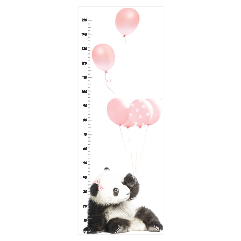 Nástenná samolepka s výškomerom Dekornik Pink Panda