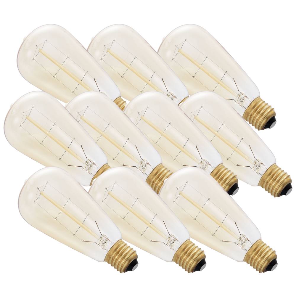 [in.tec]® Antik dekoratívna Edisonova žiarovka - 10 x E27 - 230V - teplá biela (2700 K) - ø60 x 140 mm