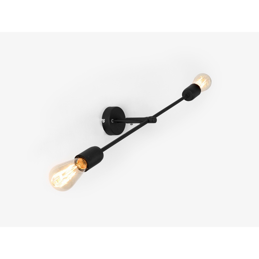 Čierna nástenná lampa pre 2 žiarovky Custom Form Twigo, šírka 60 cm
