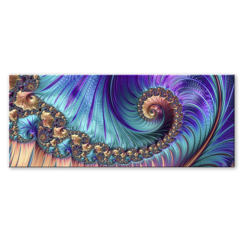 Obraz Styler Glas Fractal Violet, 50 × 125 cm
