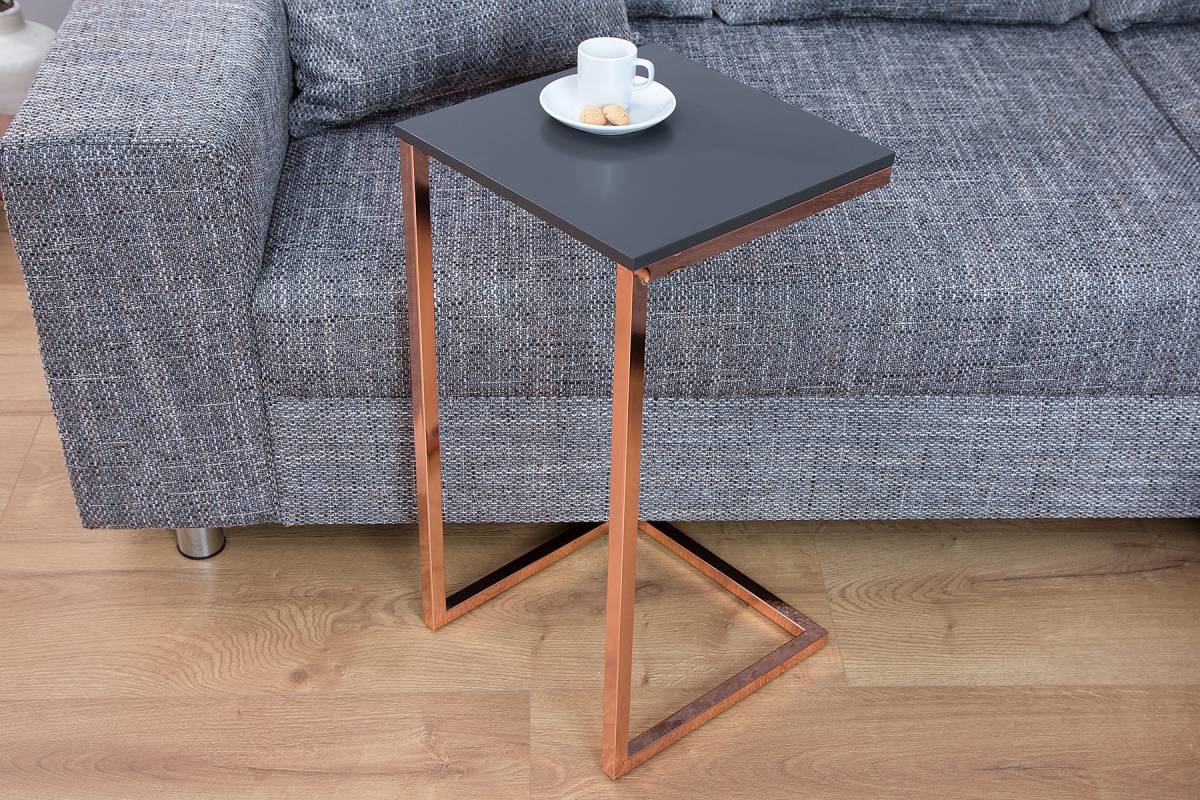 Bighome - Príručný stolík SIMPLE 60 cm -  sivá, medená