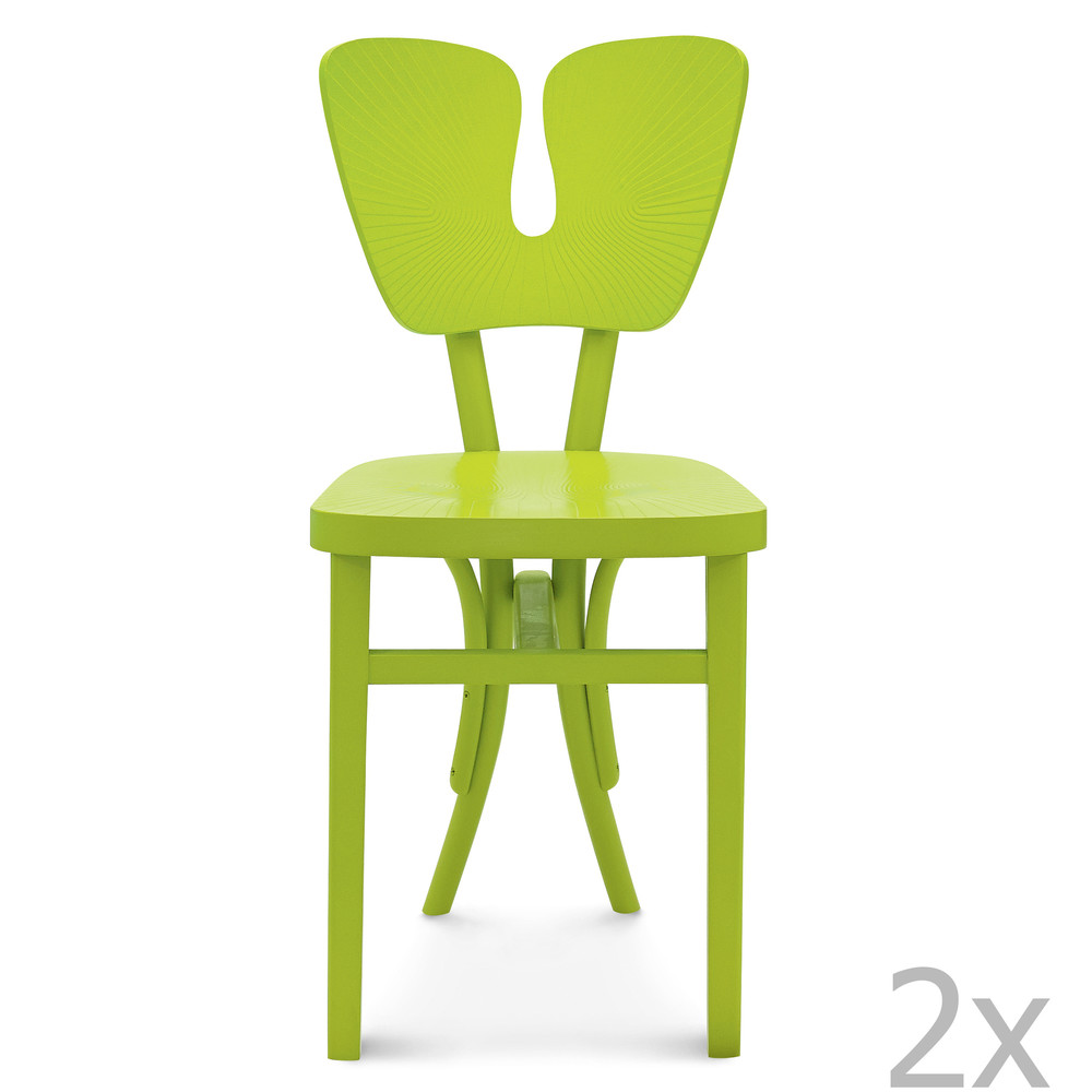 Sada 2 zelených drevených stoličiek Fameg Gitte